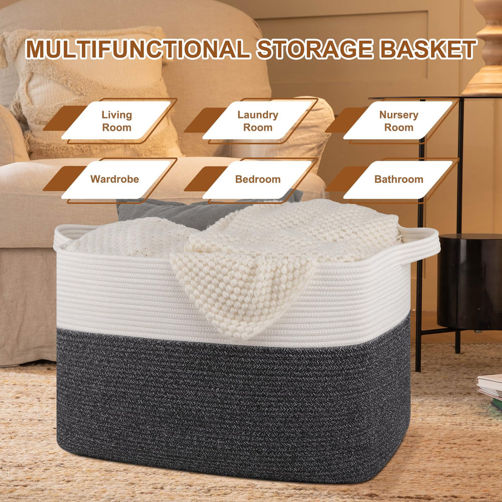 OIASKET XXXL cotton rope basket texture offers soft, safe organization.