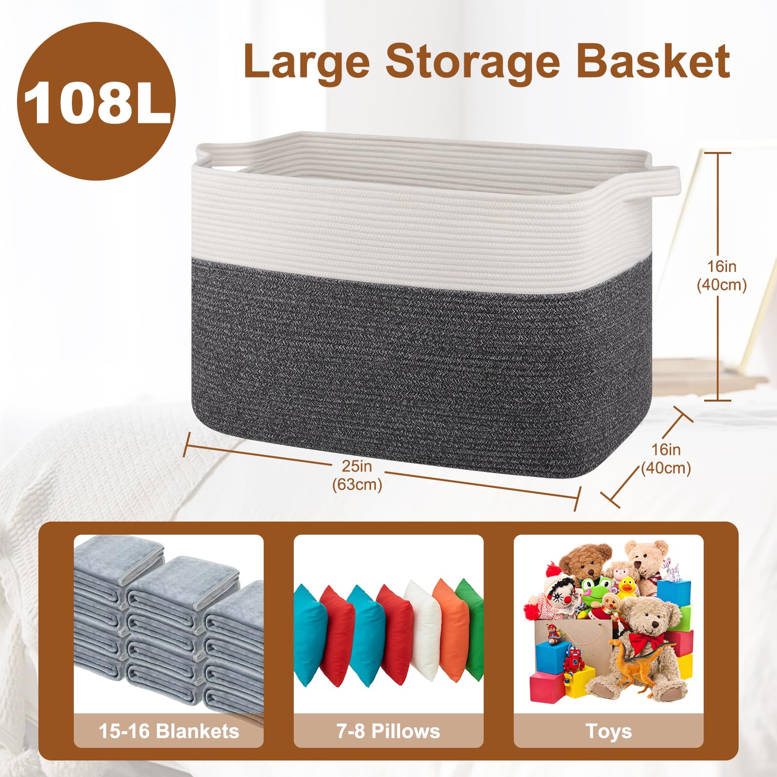 OIASKET XXXL rectangular basket with sturdy handles for easy transport.