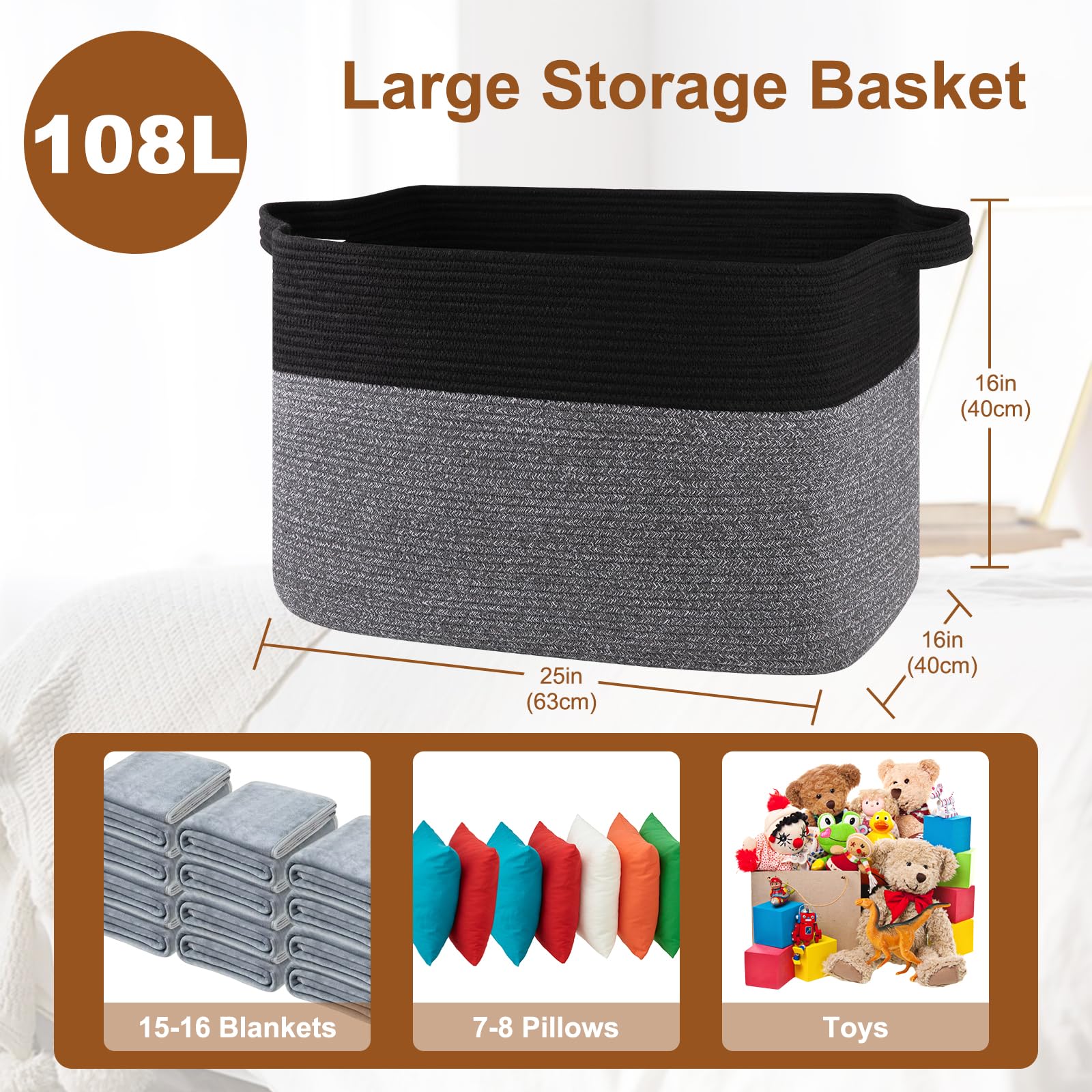 OIASKET XXXL Supre Large Basket in living room demonstrating space-saving organization