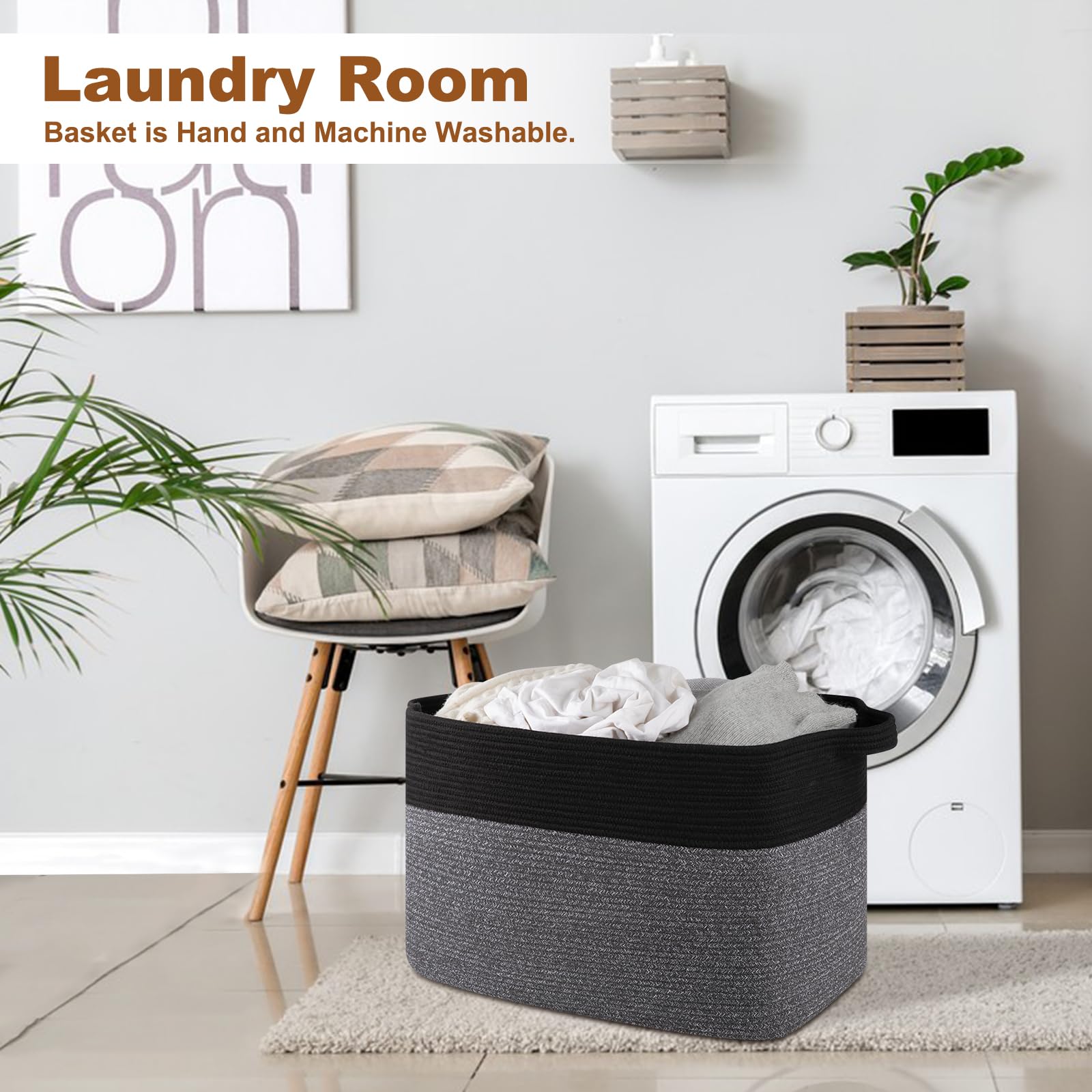 OIASKET XXXL Supre Large Basket 100% cotton rope adds soft decor texture