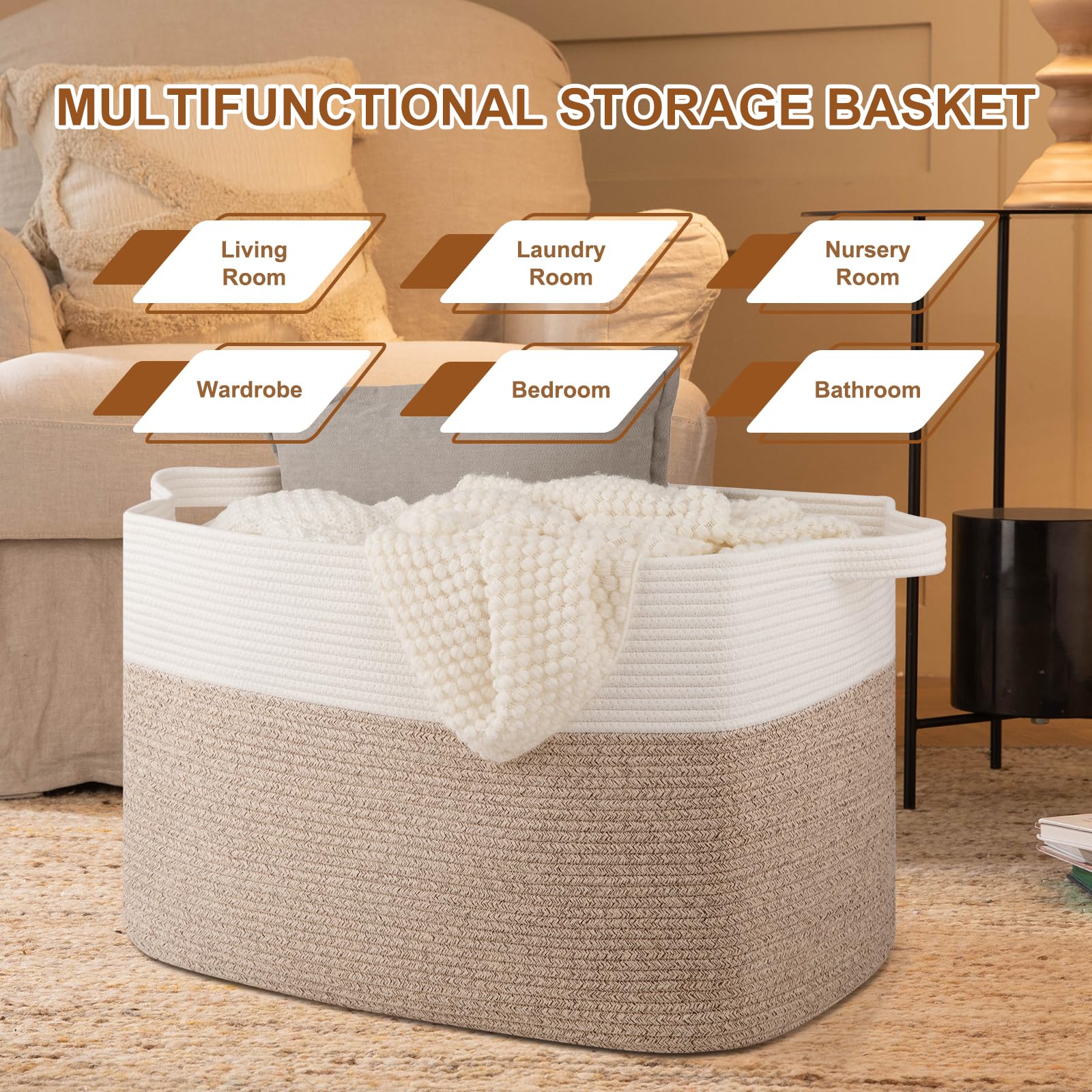 OIASKET XXXL Supre Large Basket cradles pillows while keeping living spaces organized