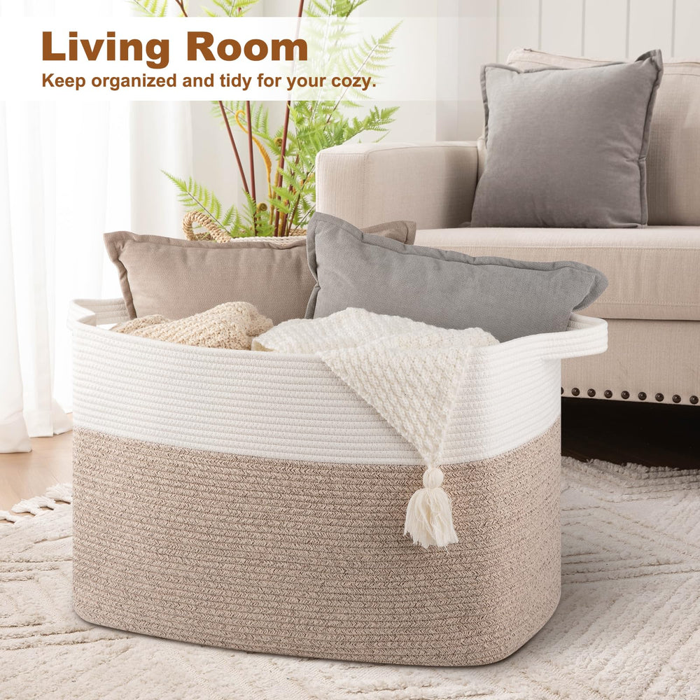 OIASKET XXXL Supre Large Basket holds towels and linens with durable cotton rope texture