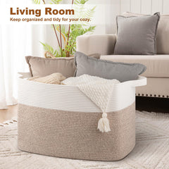 OIASKET XXXL Supre Large Basket holds towels and linens with durable cotton rope texture