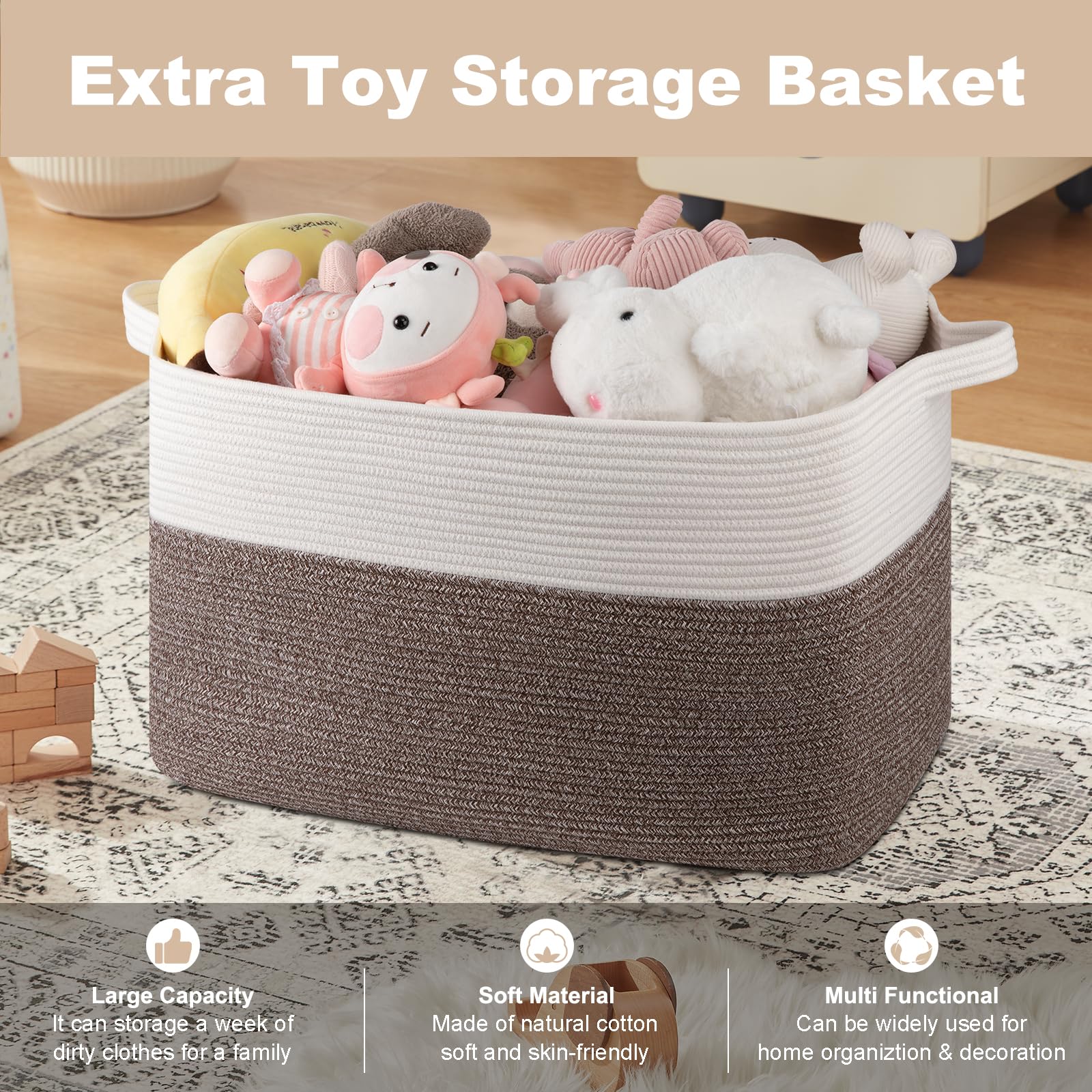 OIASKET XXXL blanket basket kids toy storage encourages organized play spaces for kids.