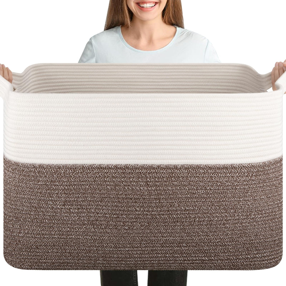 OIASKET XXXL blanket basket in living room stores blankets and adds a stylish touch.