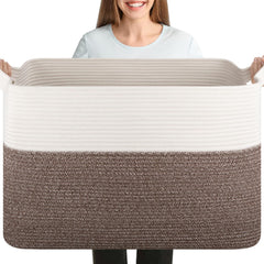 OIASKET XXXL blanket basket in living room stores blankets and adds a stylish touch.