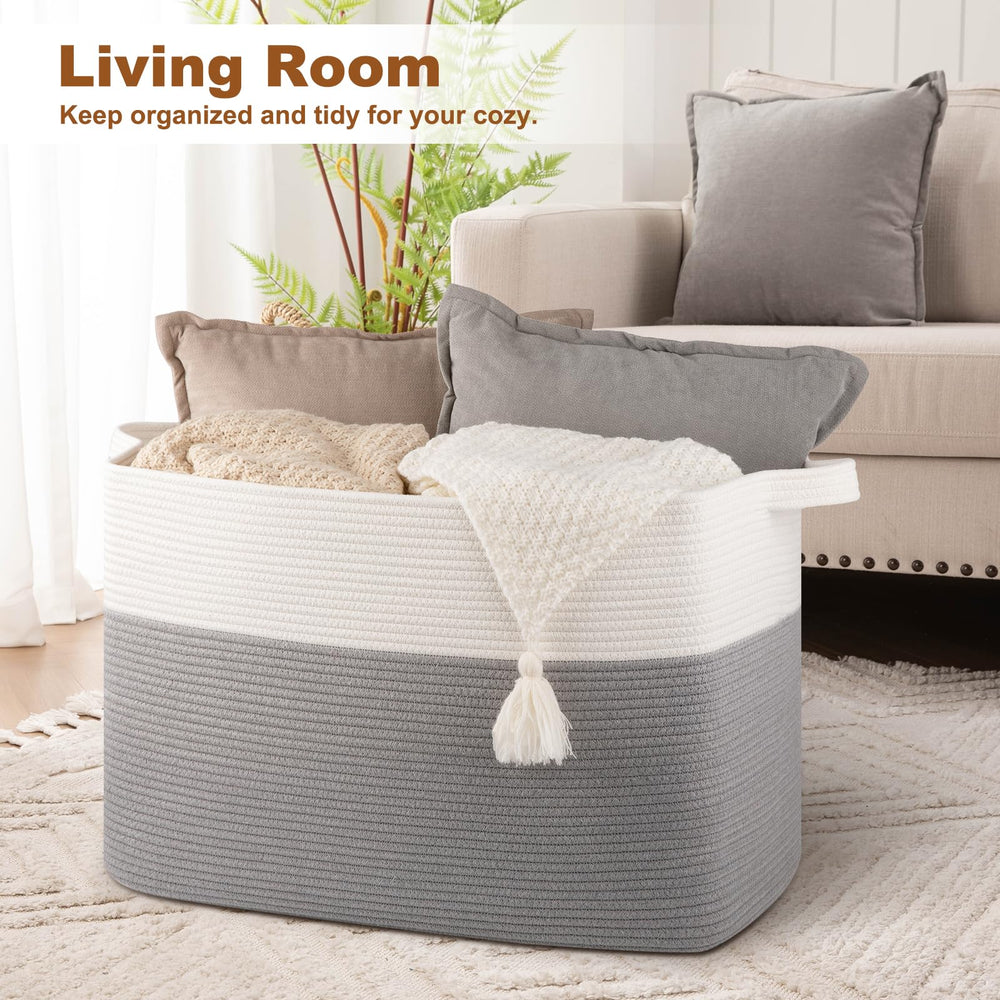 OIASKET XXXL basket with sturdy handles for easy moving of heavy blankets and towels