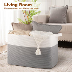 OIASKET XXXL basket with sturdy handles for easy moving of heavy blankets and towels
