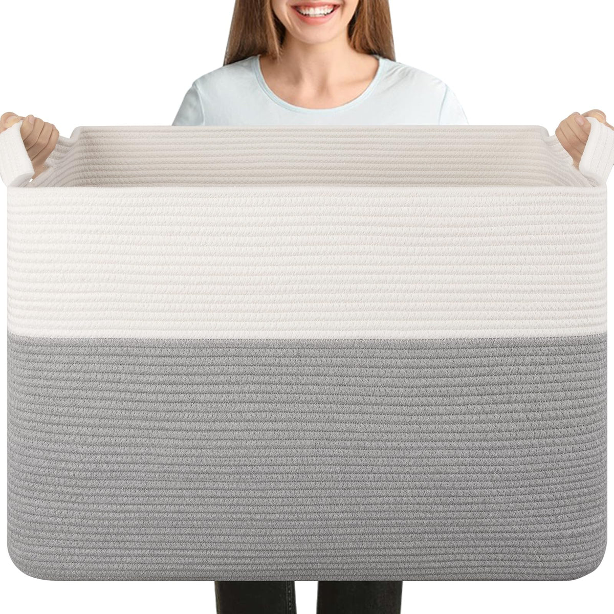 OIASKET XXXL blanket basket top view showing generous 108L storage for blankets