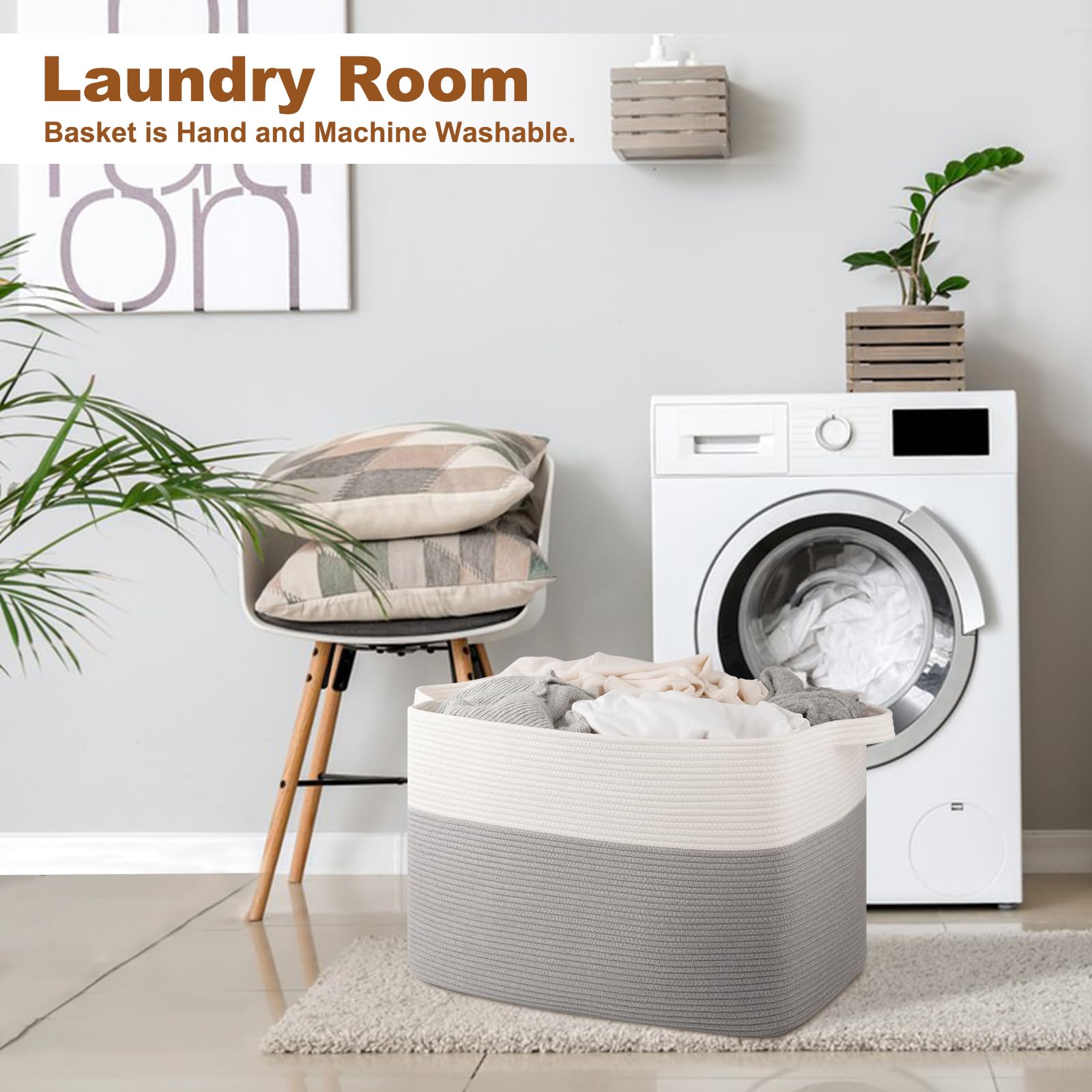 OIASKET XXXL cotton rope basket storing towels for linen organization