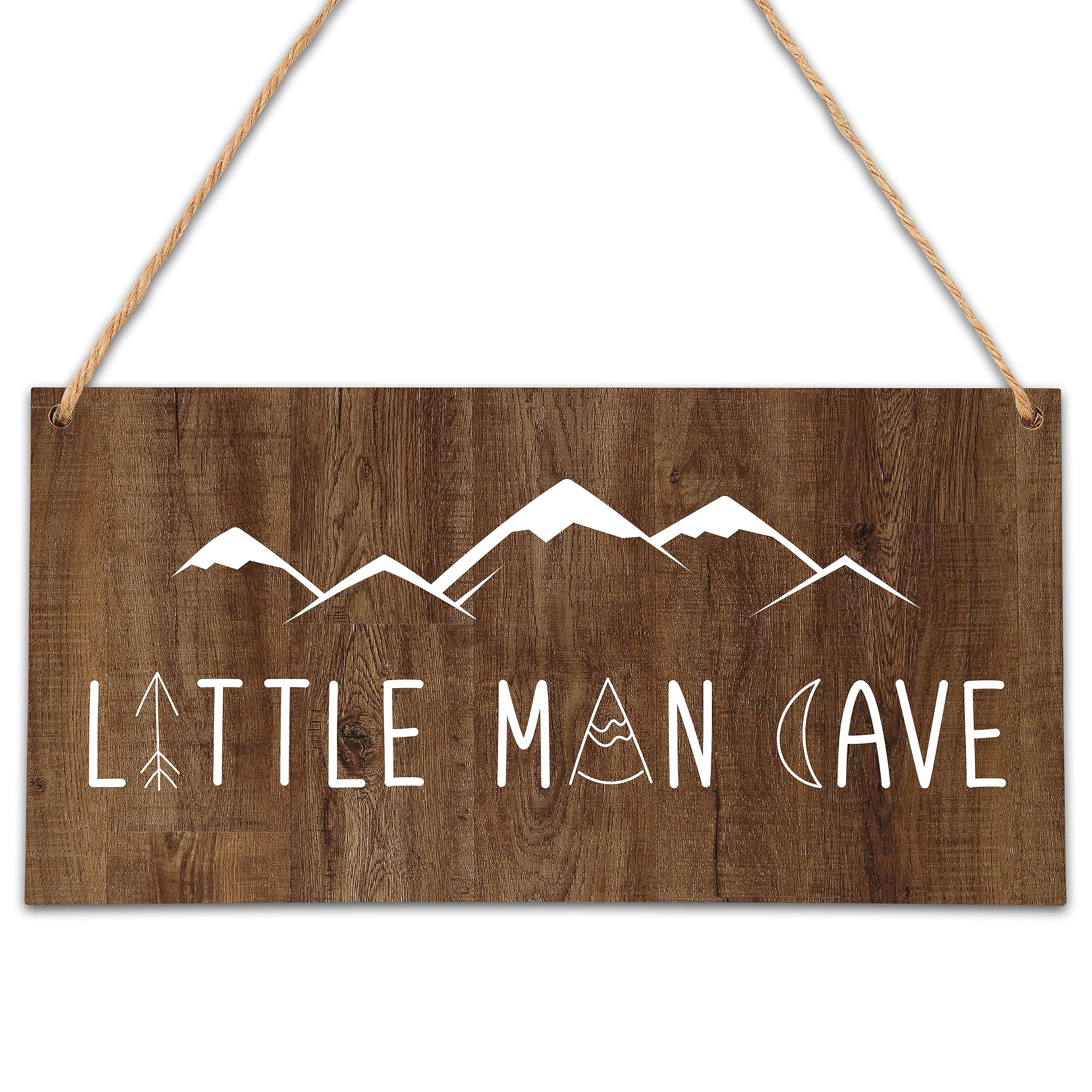 OICPYD Little Man Cave Wall Sign front view for cozy nursery decor and playful charm.