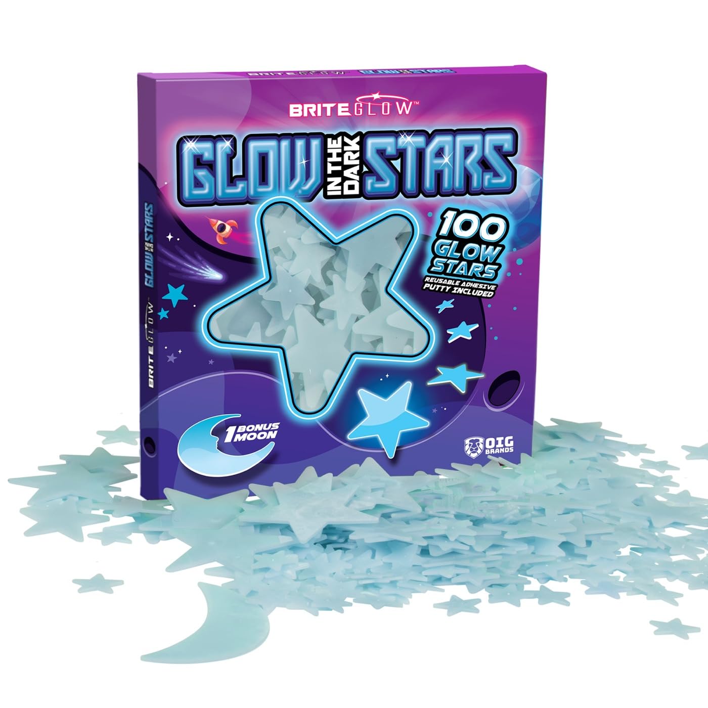 OIG Brands blue glow stars ceiling moon illuminate a dreamy night sky in kid's room.