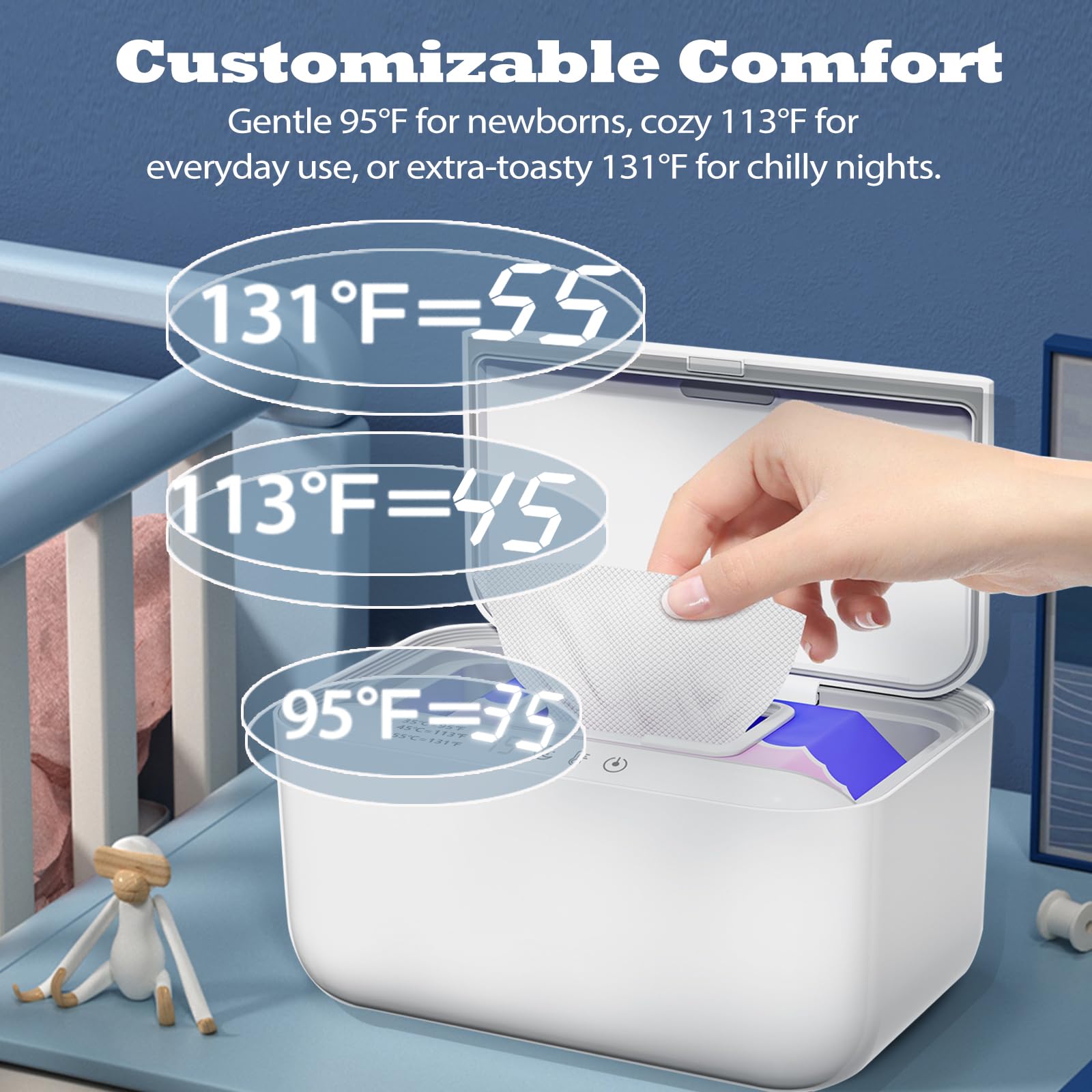 OIIKQDML baby-wipe-warmer-capacity shows holding 100+ wipes for busy nurseries.