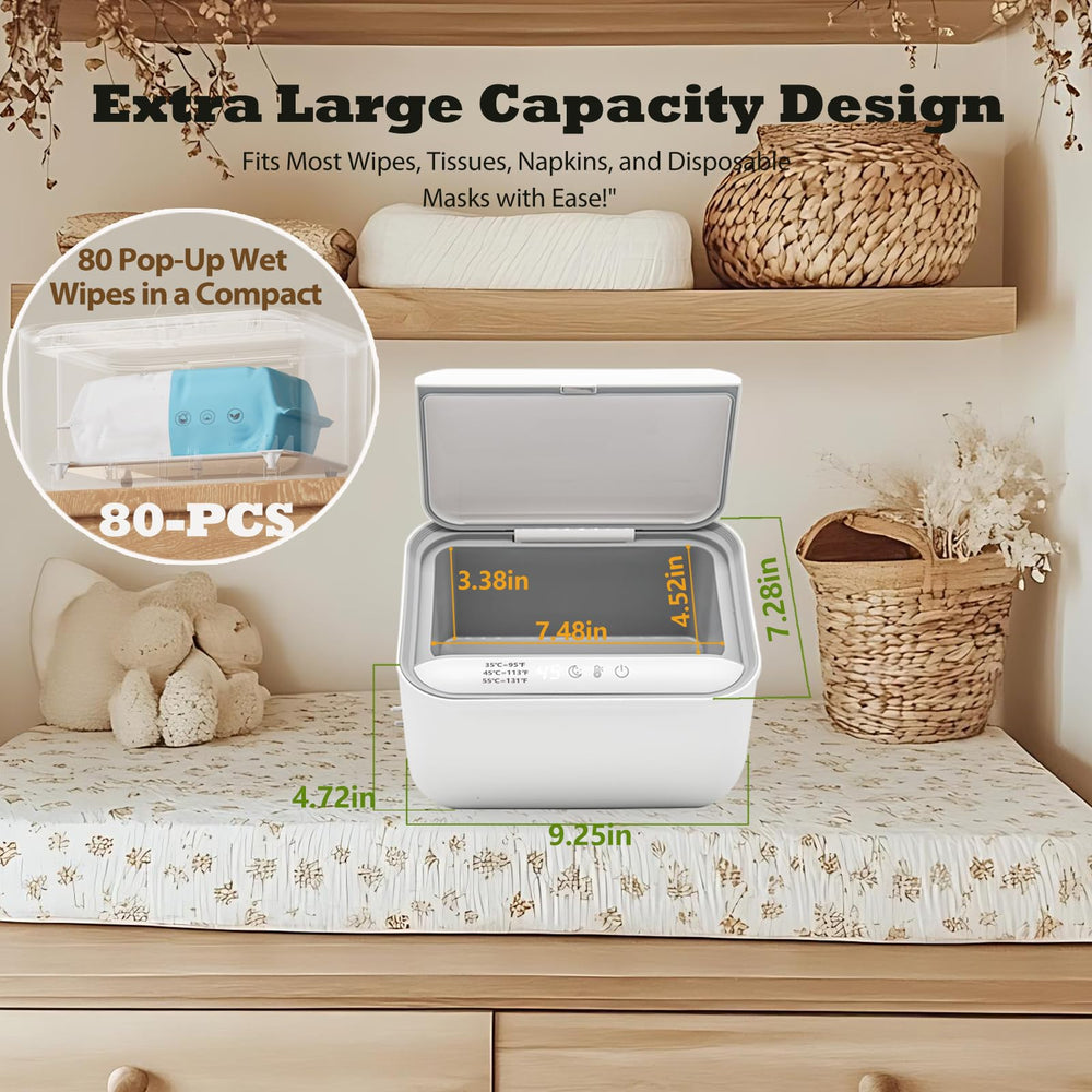 OIIKQDML wipe-warmer-dispensing-angle enables easy one-handed pull during fussy moments.