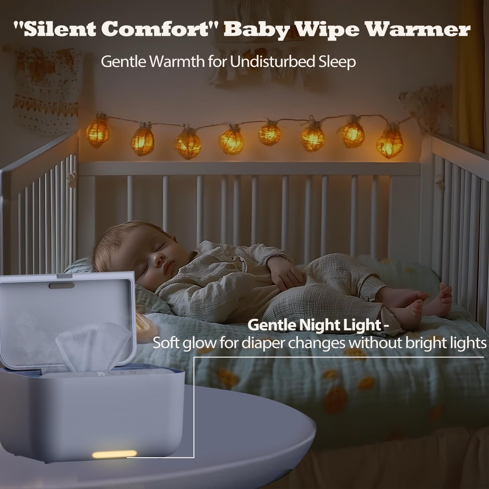 OIIKQDML wipe warmer off-white design blends with nursery decor.
