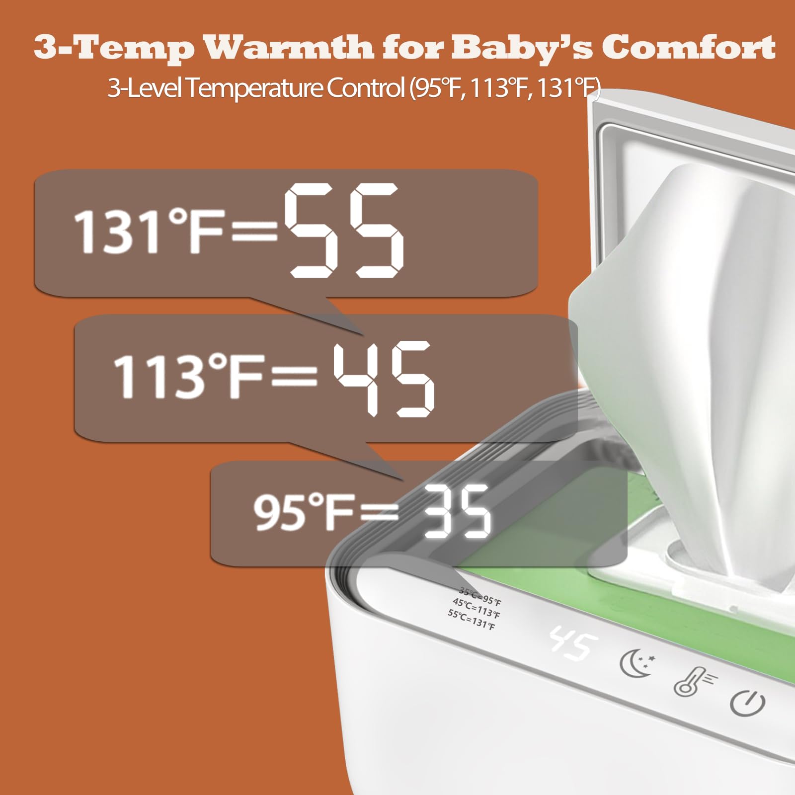 OIIKQDML wipe warmer one-handed dispense helps calm fussy babies.