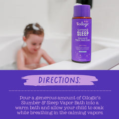 Oilogic Slumber & Sleep Vapor Bath Soak pour over washcloth emphasizes calming vapors for bedtime