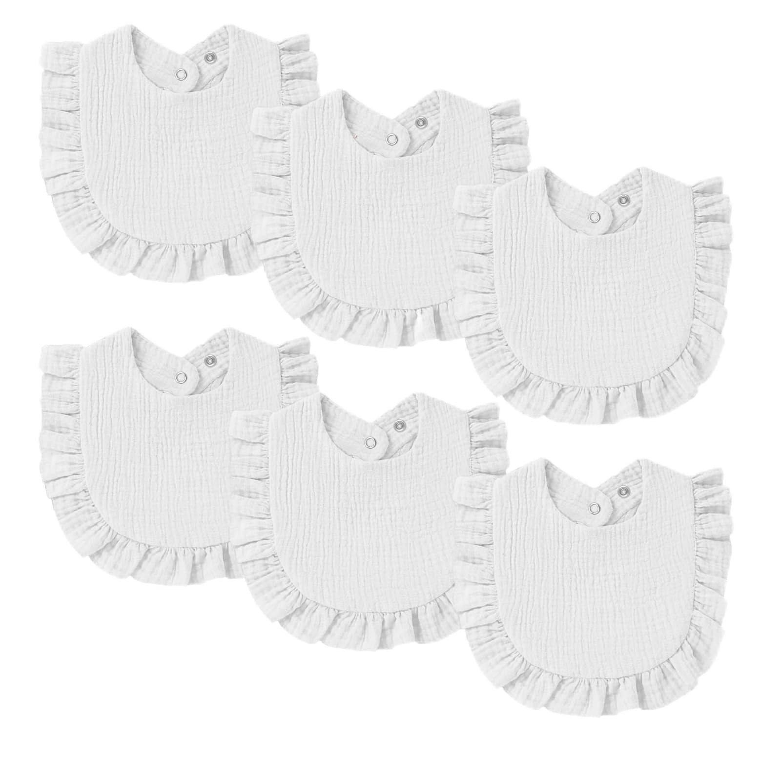 Oiomniv muslin baby bibs front view shows soft cotton and unisex design for all-day drool.