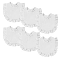 Oiomniv muslin baby bibs front view shows soft cotton and unisex design for all-day drool.