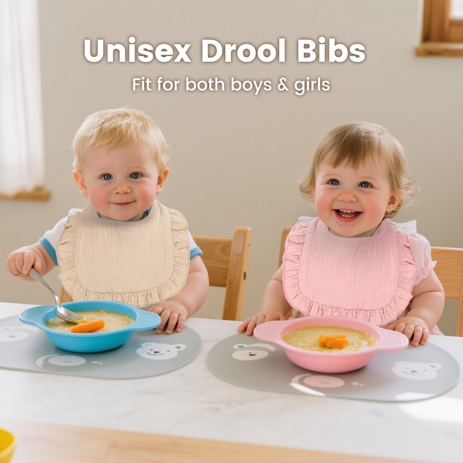 Oiomniv muslin bib neck snaps, nickel-free adjustable fit