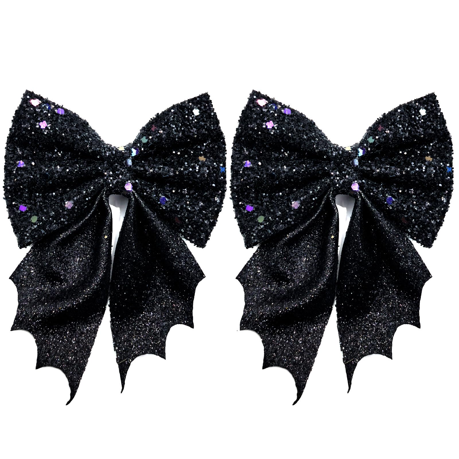 OIUUBBII bat hair bow clip glitter black for Halloween outfits add sparkle