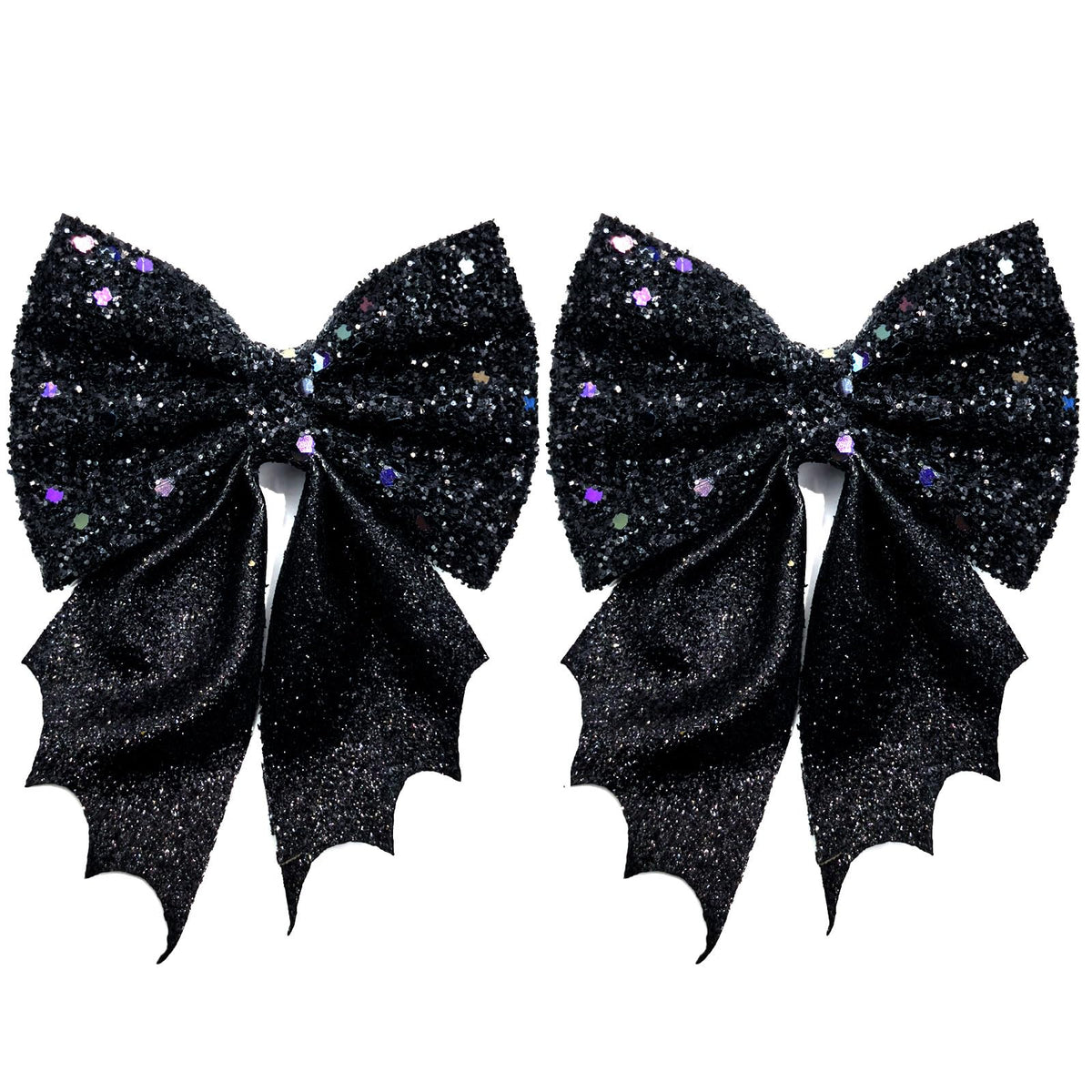 OIUUBBII bat hair bow clip glitter black for Halloween outfits add sparkle