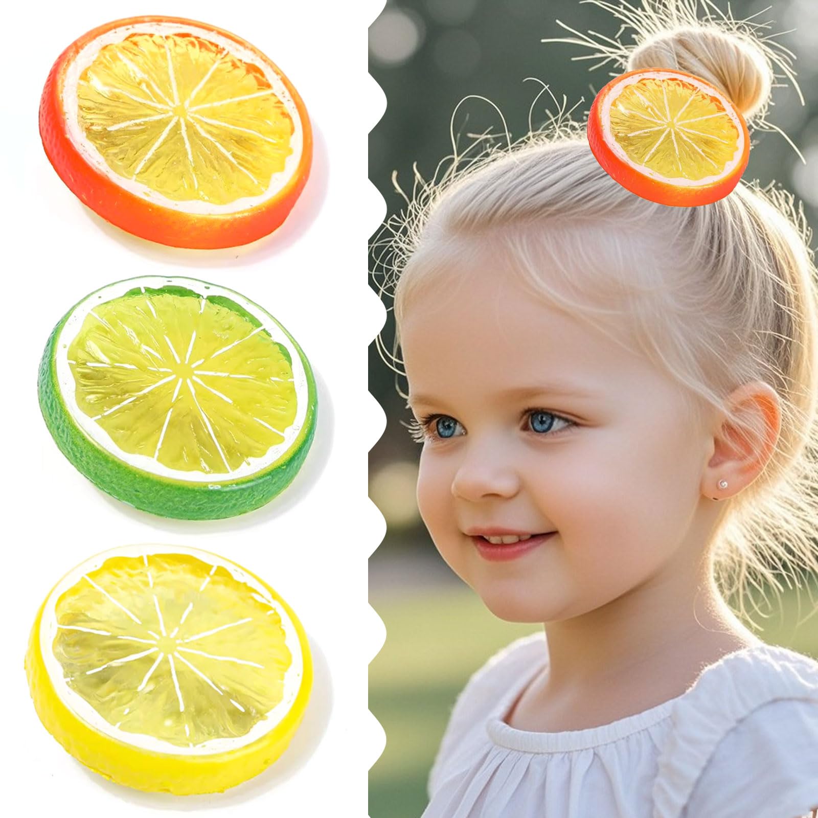 OIUUBBII Lemon Girls Bow Clip front view with non-slip grip for secure daily wear