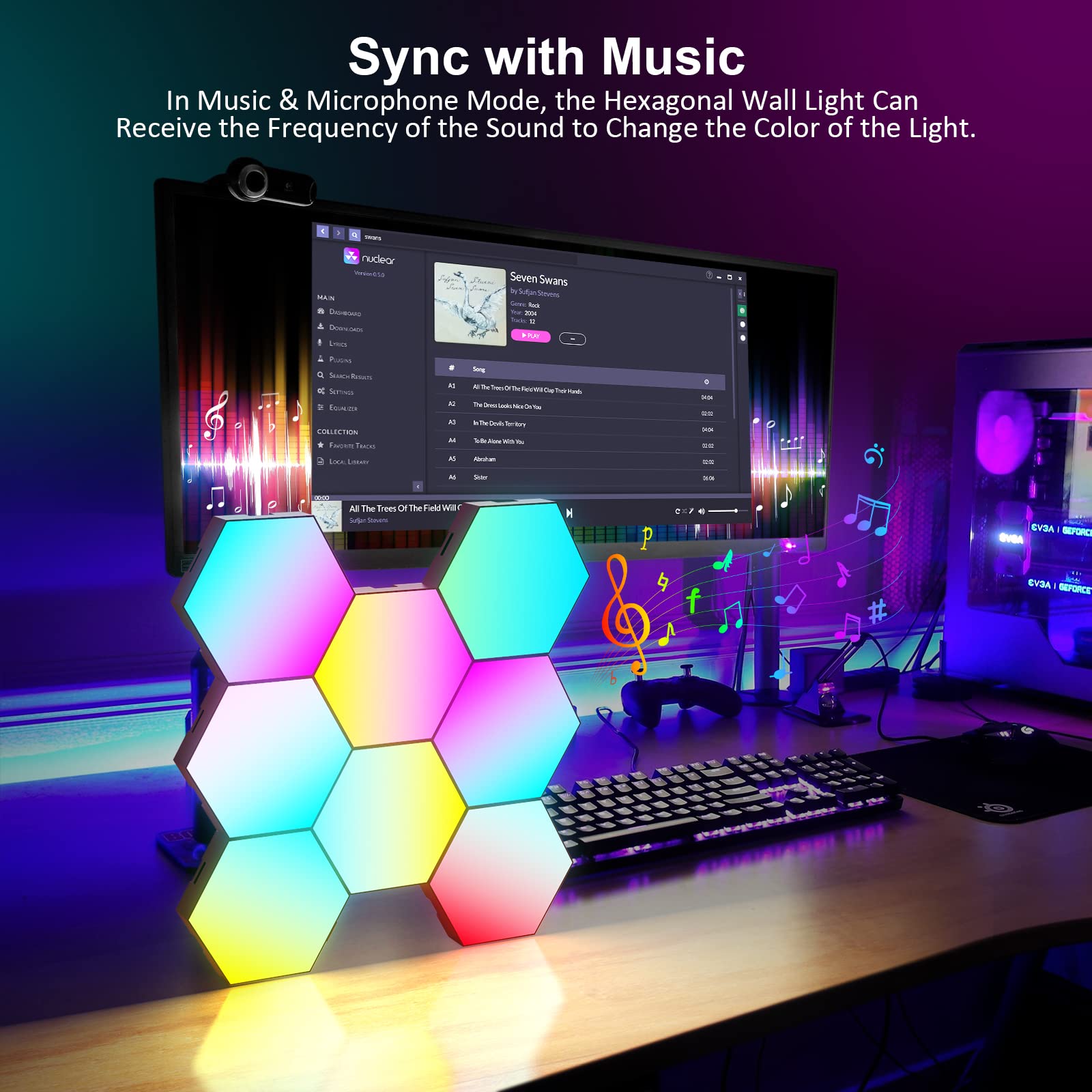 OJQ hexagon LED light DIY-ready for custom layouts and playful wall art