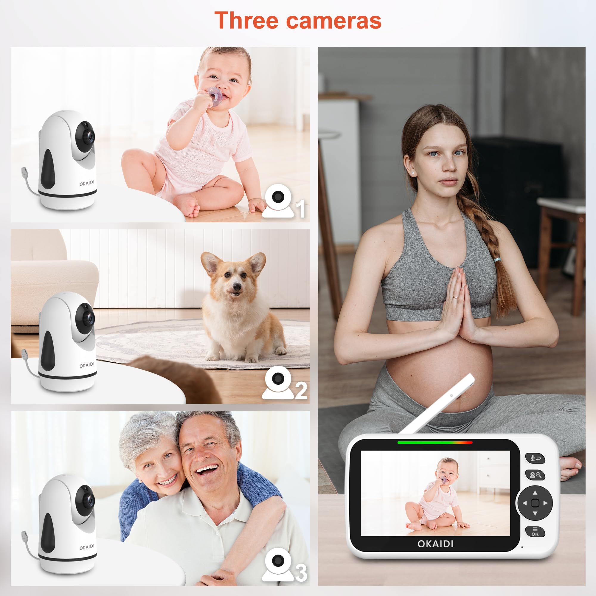 OKAIDI auto-switch camera function cycles views for easier monitoring.