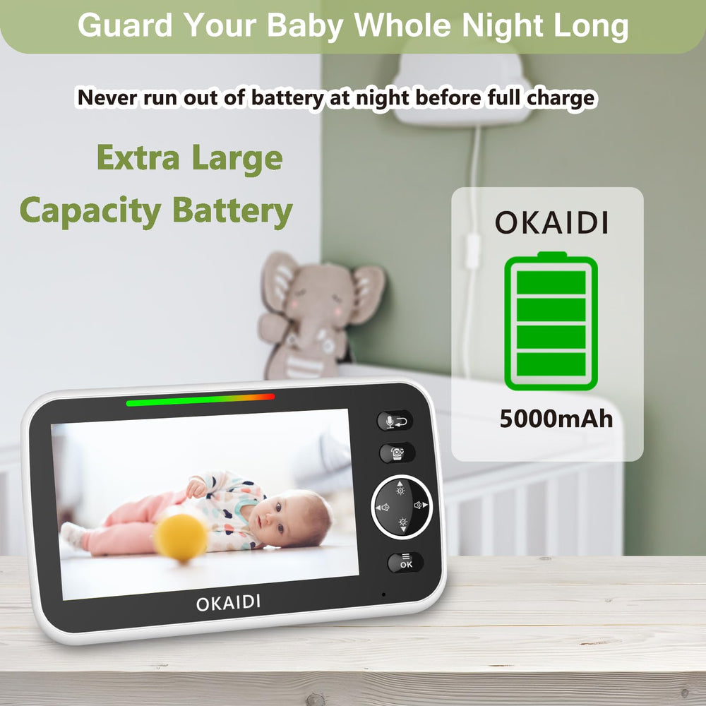 OKAIDI's 5000mAh battery keeps the monitor running longer.