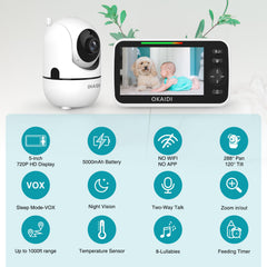 OKAIDI baby monitor wifi-free range illustration for private monitoring.