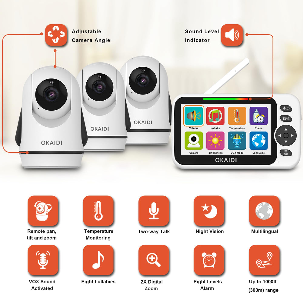 OKAIDI camera PTZ with 3-camera kit enables flexible viewing angles.