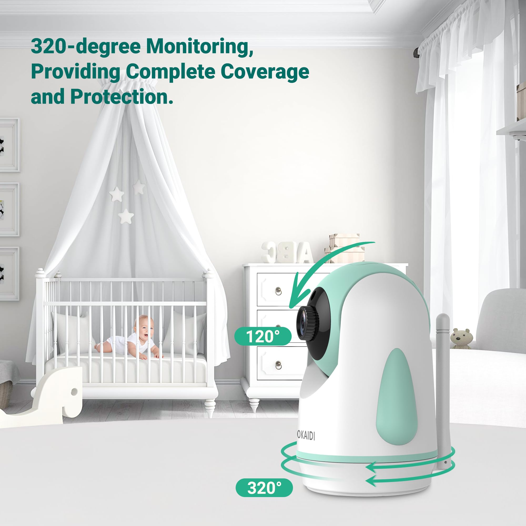 OKAIDI two-way talk lets you comfort baby from afar.