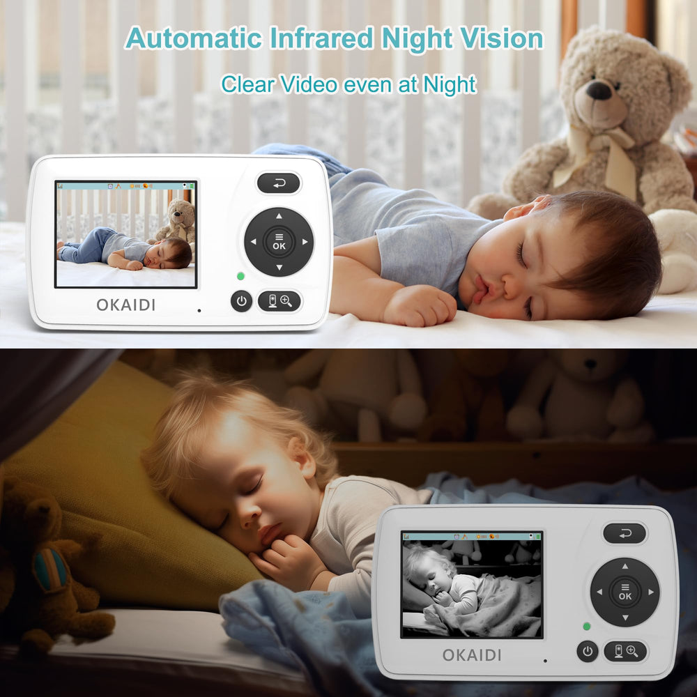 OKAIDI video baby monitor 1000ft range ensures reliable coverage across rooms and yard.