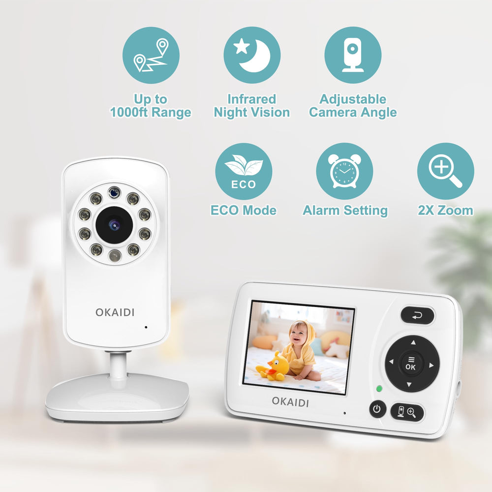 OKAIDI video baby monitor wake-on-sound highlights quick alerts and easy nighttime checks.