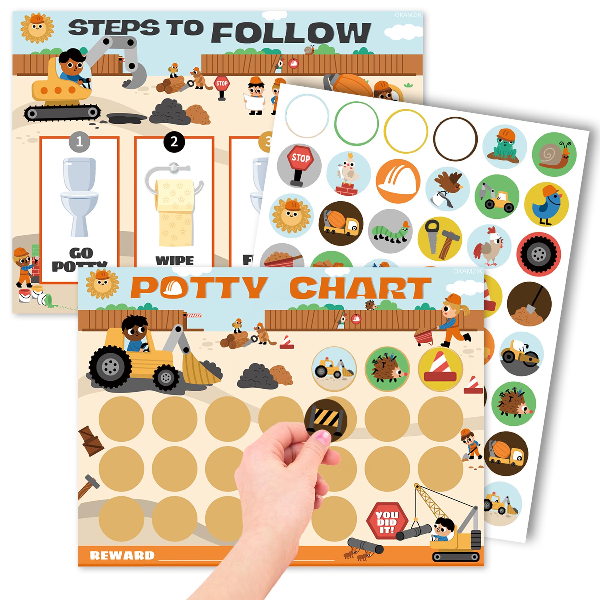 OKAMZIK potty training chart construction front view motivates daily progress.