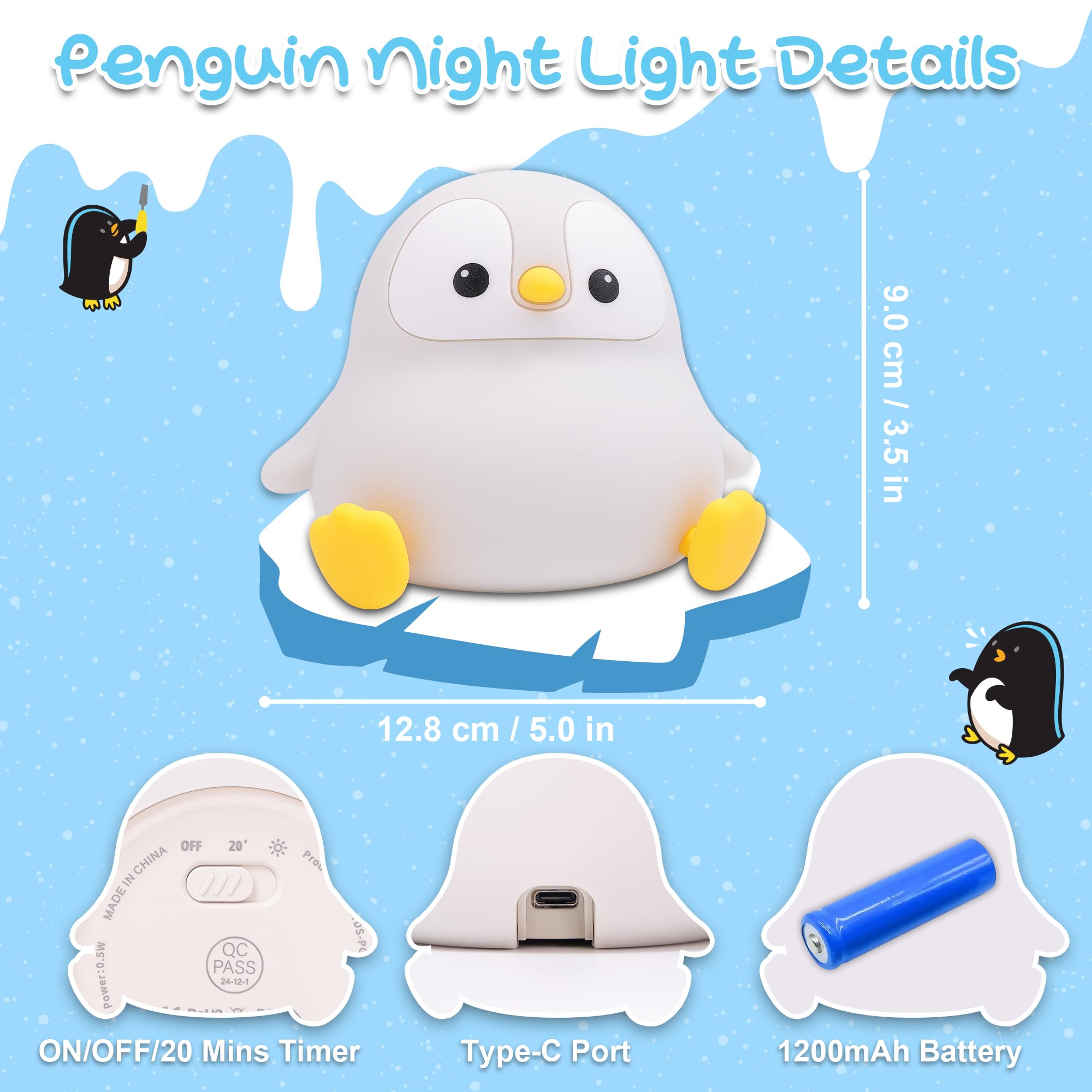 Okayera Penguin Night Light gift-ready packaging.