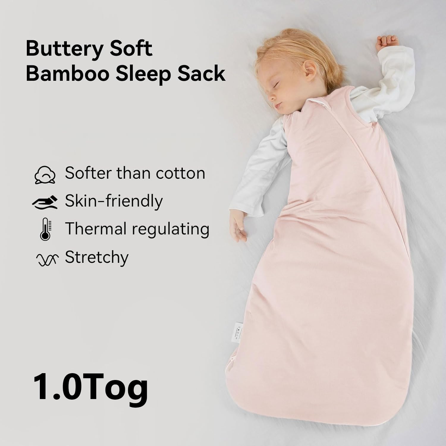 Okayinn BubblePanda sleep sack with 2-way zipper enables easy nighttime diaper changes.
