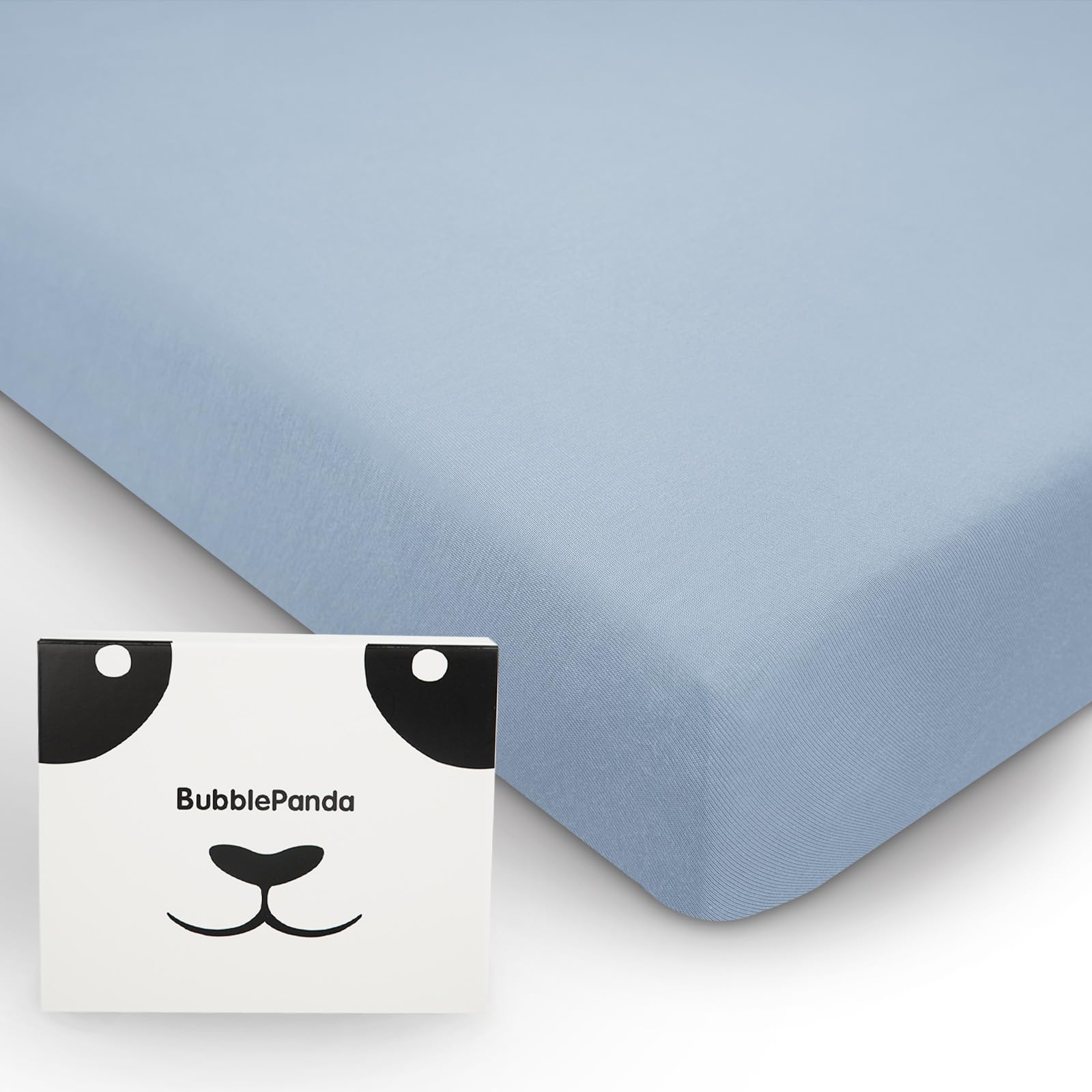 Okayinn BubblePanda bamboo crib sheet folded to show soft-touch fabric for cozy nights