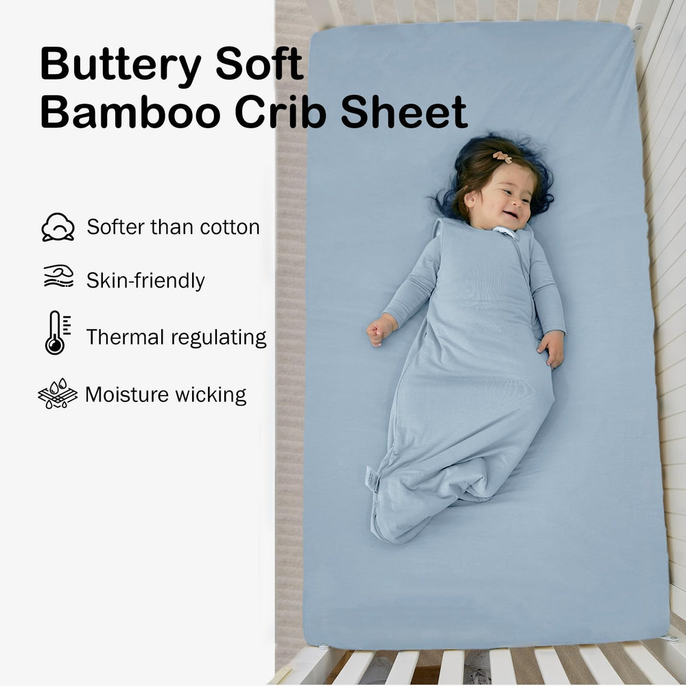 Okayinn BubblePanda bamboo crib sheet on mattress highlights snug elastic fit and secure hold