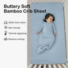 Okayinn BubblePanda bamboo crib sheet on mattress highlights snug elastic fit and secure hold