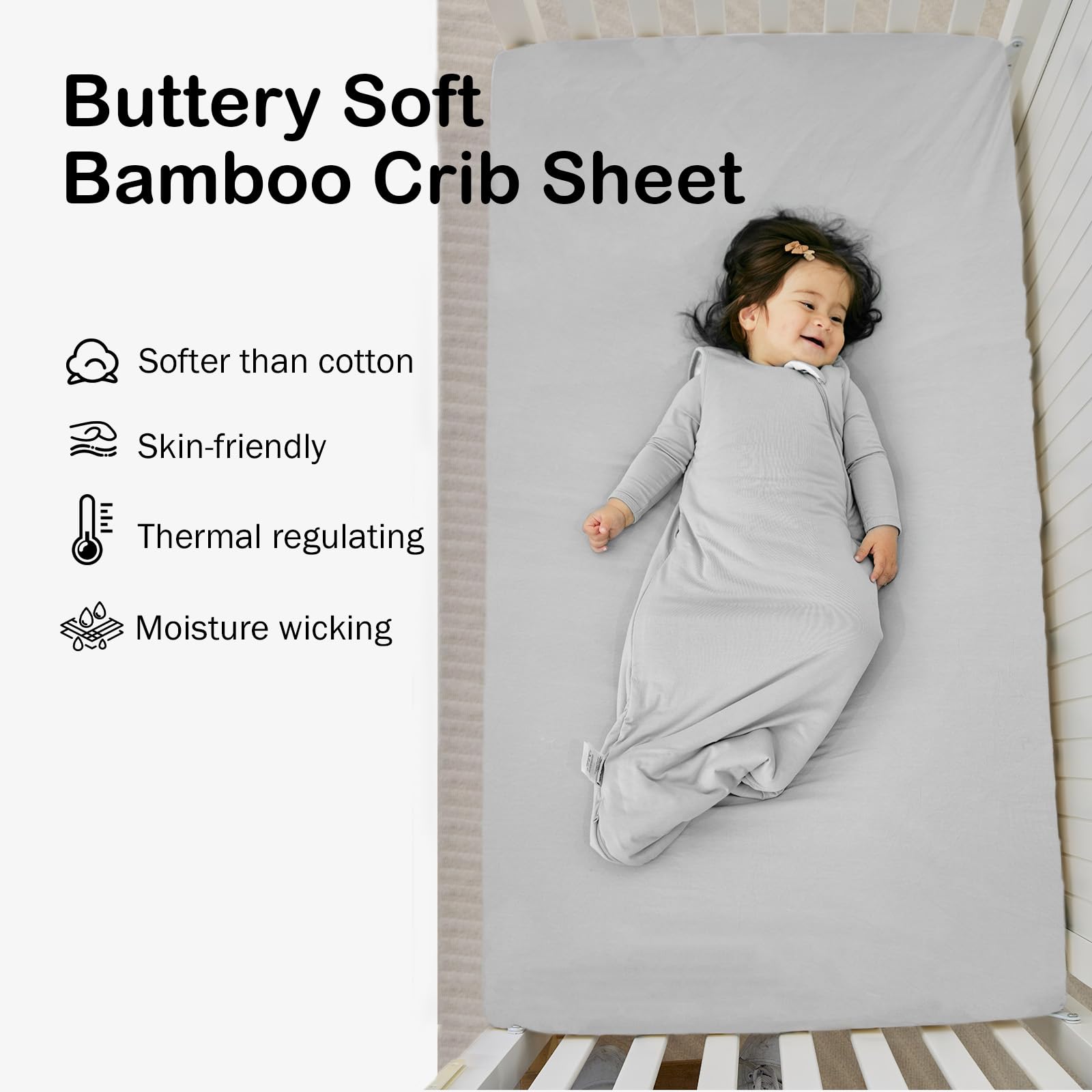 Okayinn BubblePanda bamboo-crib-sheet snug-fit 52x28 demonstrates secure fit