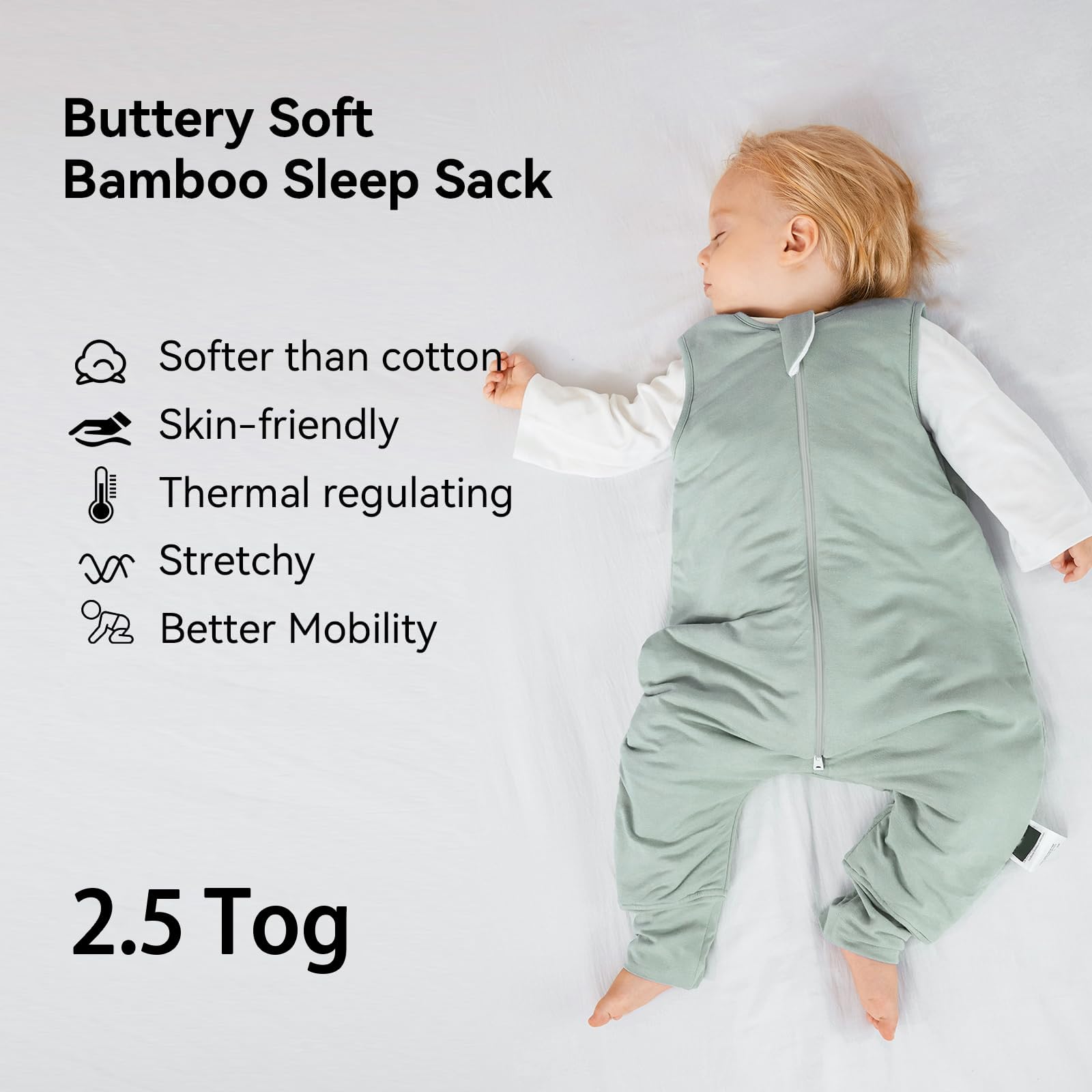 Okayinn BubblePanda sleep sack with two-way zipper enables midnight changes.