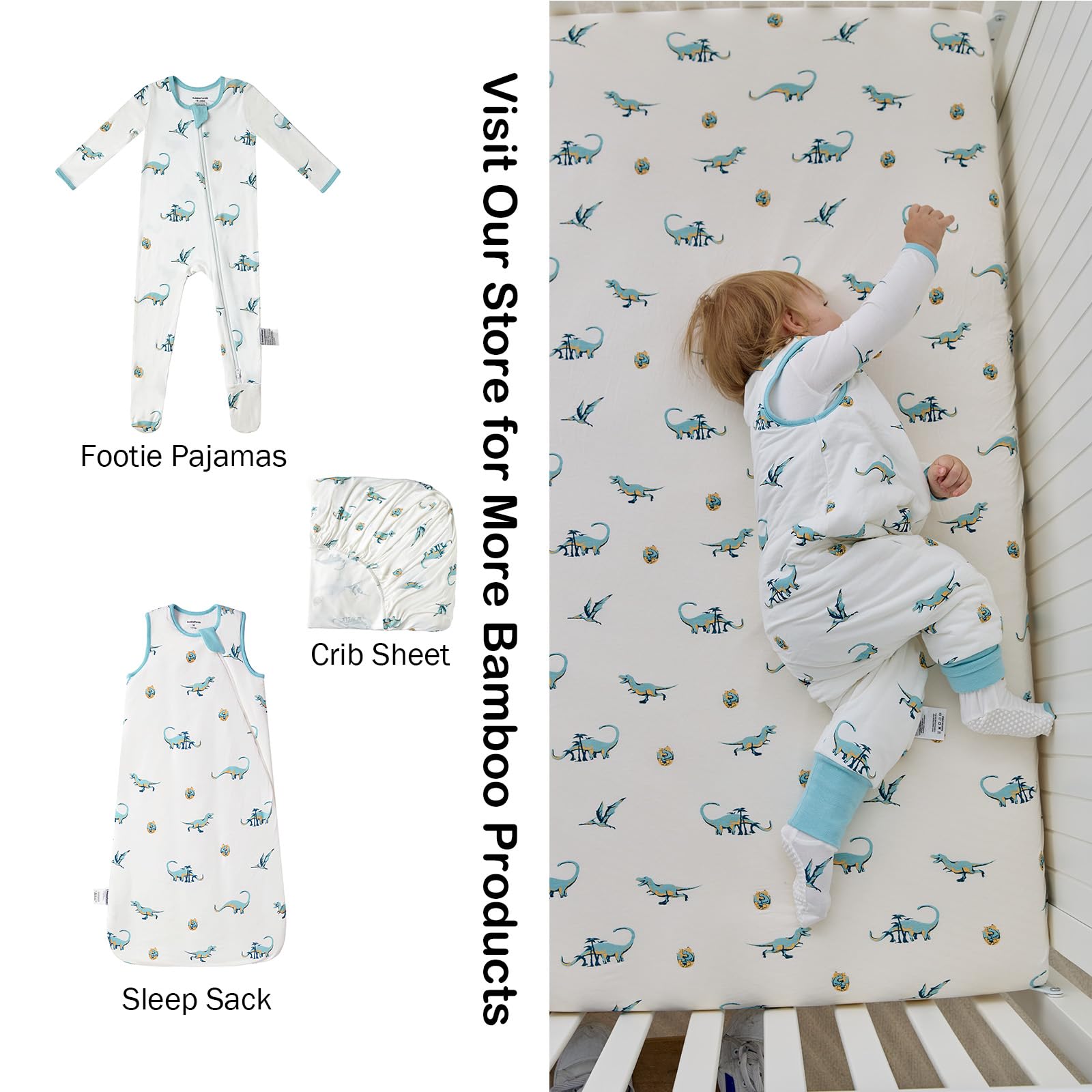 Okayinn BubblePanda dinosaur sheet fits standard 52x28 crib mattress