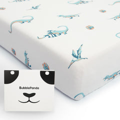 Okayinn BubblePanda dinosaur sheet soft-close fit supports snug crib sleep