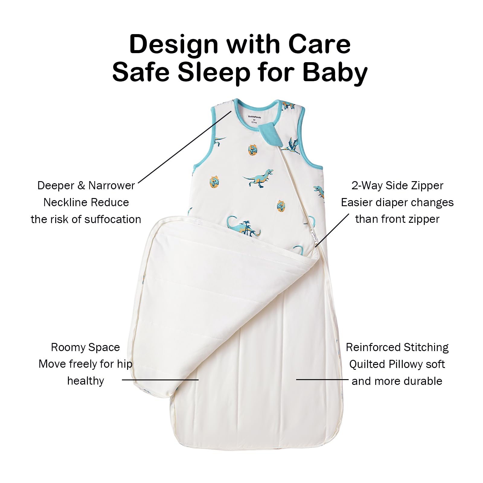 Okayinn BubblePanda sleep sack 2-way zipper for quick midnight diaper changes