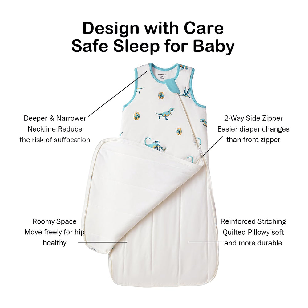 Okayinn BubblePanda sleep sack features a 2-way zipper for easy midnight changes.
