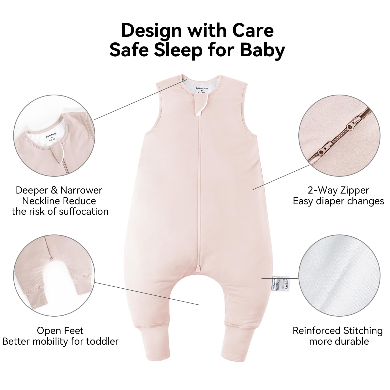 Okayinn BubblePanda sleep sack open feet design supports natural movement and play