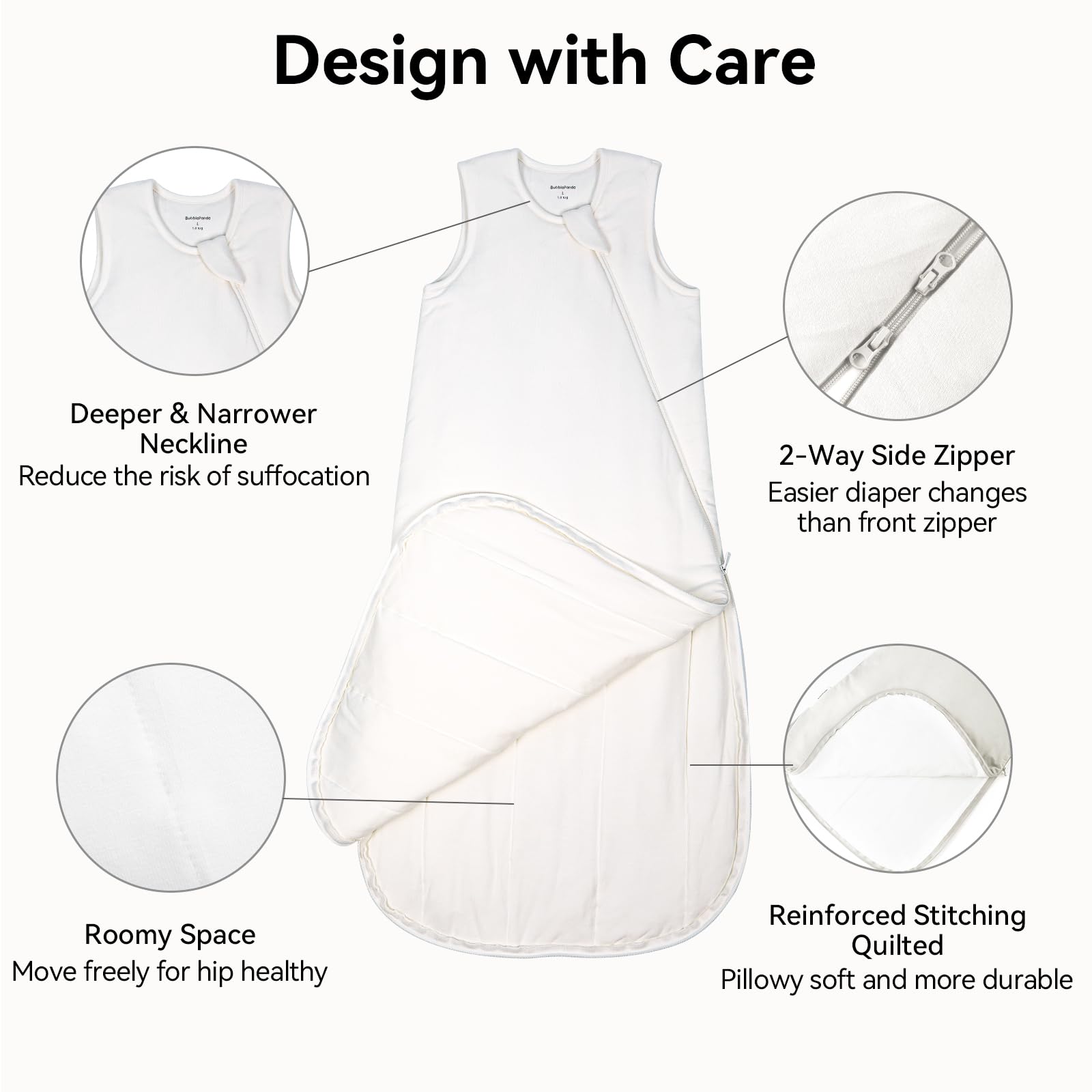 Okayinn BubblePanda sleep sack leg room supports frog-leg position while staying warm.