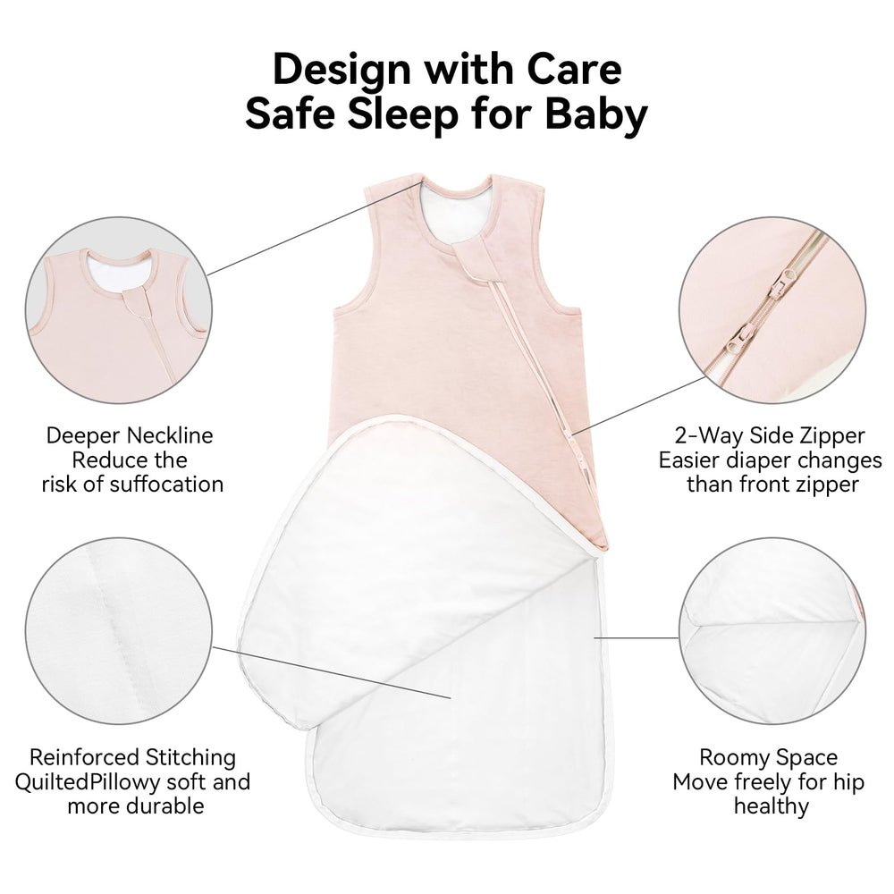 Okayinn BubblePanda sleep sack neckline and zipper guard focus for safer nighttime wear.